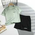 thumbnail image 2 of ZACPNCV Boys Clothing Sets Tagless Athletic Performance Crew Neck T-Shirt and Shorts Outfits Green 12-13 Years, 2 of 8