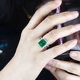 thumbnail image 3 of Gem Stone King 5.48 Cttw Green Nano Emerald Ring for Women | 925 Sterling Silver | Emerald Cut 12X10MM | Gemstone May Birthstone | Available in Size 5, 6, 7, 8, 9, 3 of 4