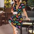 thumbnail image 3 of Balery Colorful Geometric Dog Vestidos sueltos de manga corta para mujer, vestidos de verano 2025, vestidos casuales de corte A con vuelo., 3 of 6