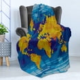 thumbnail image 4 of Digital Soft Flannel Fleece Throw Blanket, Geometric Squared Modern World Print Global Universe Artwork Image, Cozy Plush for Indoor and Outdoor Use, 60" x 80", Earth Yellow Sky Blue, by Ambesonne, 4 of 5