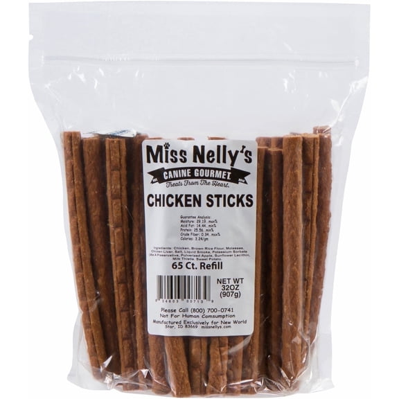 Miss Nelly's Canine Gourmet Chicken Jerky Treats for Dogs, 2 lb. Bag