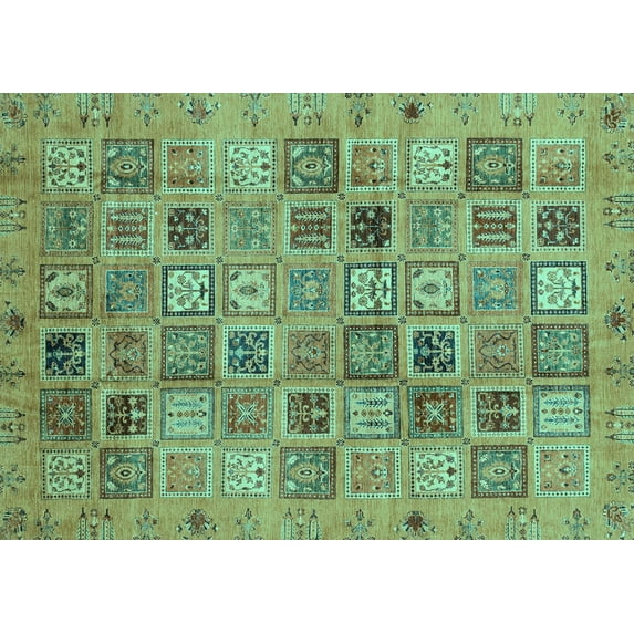 Ahgly Company Indoor Rectangle Abstract Turquoise Blue Modern Area Rugs, 5' x 7'
