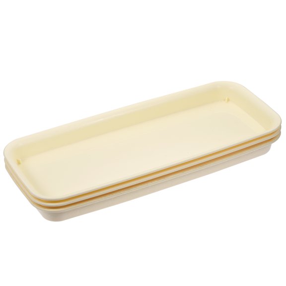Uxcell Plastic Rectangular Flower Drip Tray 3pcs Beige 15.75x6.69”