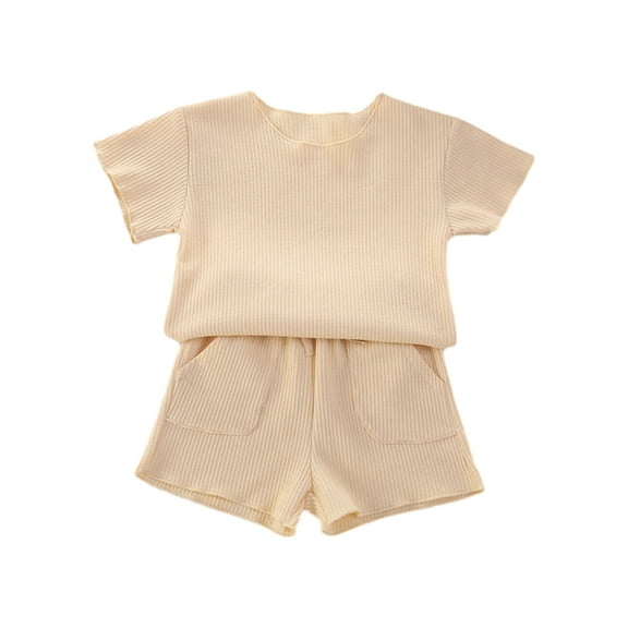 ibuvkizy Toddler Baby Girl Tank Top Sets Summer Baby Girl Outfits Clothes,Kids Round Neck T-Shirt Short Sleeve Tops Elastic Waist Shorts Suit 3 Months-4 Years,Gifts for Her
