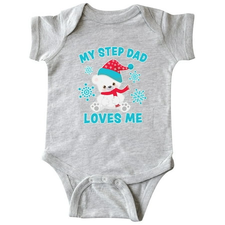 

Inktastic Polar Bear My Step Dad Loves Me in Santa Hat with Snowflakes Gift Baby Boy or Baby Girl Bodysuit