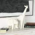 thumbnail image 2 of 7", 16"H White Polystone Cubist Inspired Elephant, Giraffe Sculpture with Gold Accents, by DecMode (2 Count), 2 of 11
