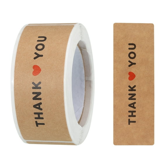 Thank You for Stickers 1x3 Inch 1 Roll Adhesive Rectangle Gift Seal Labels DIY, Business, 120 Count/Roll