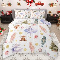 Homewish Dance Ballet Girl Bedding Comforter Set 2pcs for Child Kids Teens,Cartoon Nutcracker Twin Comforter Sets Microfiber,Merry Christmas Xmas Breathable Bedding Set,Super Cozy Room Decor