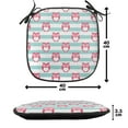 thumbnail image 4 of Owl Chair Seating Cushion Set of 6, Large Flower Eyed Owls Pattern Better Positive Perspective Hope Modern Illustration, Seat Pads with Anti-slip Backing, 16"x16", Turquoise Pink, by Ambesonne, 4 of 7