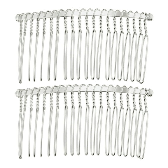 Unique Bargains 2 Pcs No Slip Hair Side Combs Accessories Metal Silver Tone
