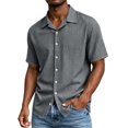 thumbnail image 4 of YODETEY Men’s Button Down Front Shirt with Short Sleeve, Everyday Casual Front Shirt for Mens,Big and Tall Dark Gray,Size S-3XL, 4 of 7