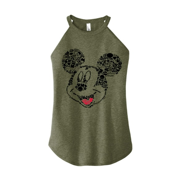 Mickey & Friends - Mickey Face Art - Juniors High Neck Tank Top
