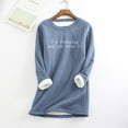 thumbnail image 2 of Up to 65% off Womens Tops Clearance Casual Shirts for Women Weatshirt for Women Winter Warm Lined Fleece Tops Thick Warm Long Sleeve Pullover, Blue M, 2 of 5