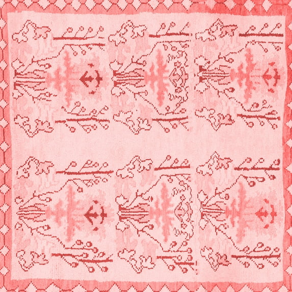 Ahgly Company Machine Washable Indoor Square Abstract Red Modern Area Rugs, 6' Square