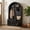 Black, variant on Farmhouse Hall Tree with Arched Top, Mid-Century Fluted Door Entryway Bench with Storage Cabinets & Adjustable Shelves, Coat Rack with 5 Metal Hooks for Hallway