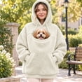 thumbnail image 4 of laqbezok Women's Pet Dog Pouch Hoodie, Oversized Dog Carrier Sweatshirt with Large Pocket, Long Sleeve Fleece Dog Hoodie & Cozy Winter Clothes, Beige L, 4 of 4