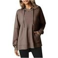 thumbnail image 3 of WEAIXIMIUNG Chandails en Molleton Tendance pour Femmes 2025 Mode Décontractée Couleur Unie Chandail à Capuchon Manches Longues, 3 of 5