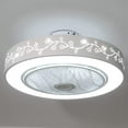 thumbnail image 2 of White 22" Ceiling Fan with Light, Modern Low Profile Fan with Remote & Smart APP Control 3 Colors 6 Speeds Semi Flush Mount Round Invisible LED Fan Chandelier for Bedroom Living Room, 2 of 9