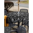 thumbnail image 5 of Outdoor Tablecloth with Umbrella Hole for Patio/Picnic/Party/Camping, Black Paisley Boho Waterproof Table Cloth Square Cover Washable, Abstract Art Floral Aesthetic (54"x 54"), 5 of 9
