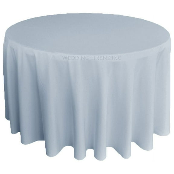 Wedding Linens Inc. 132'' Round Premium (200 GSM) Polyester Linen Tablecloth - Dusty Blue