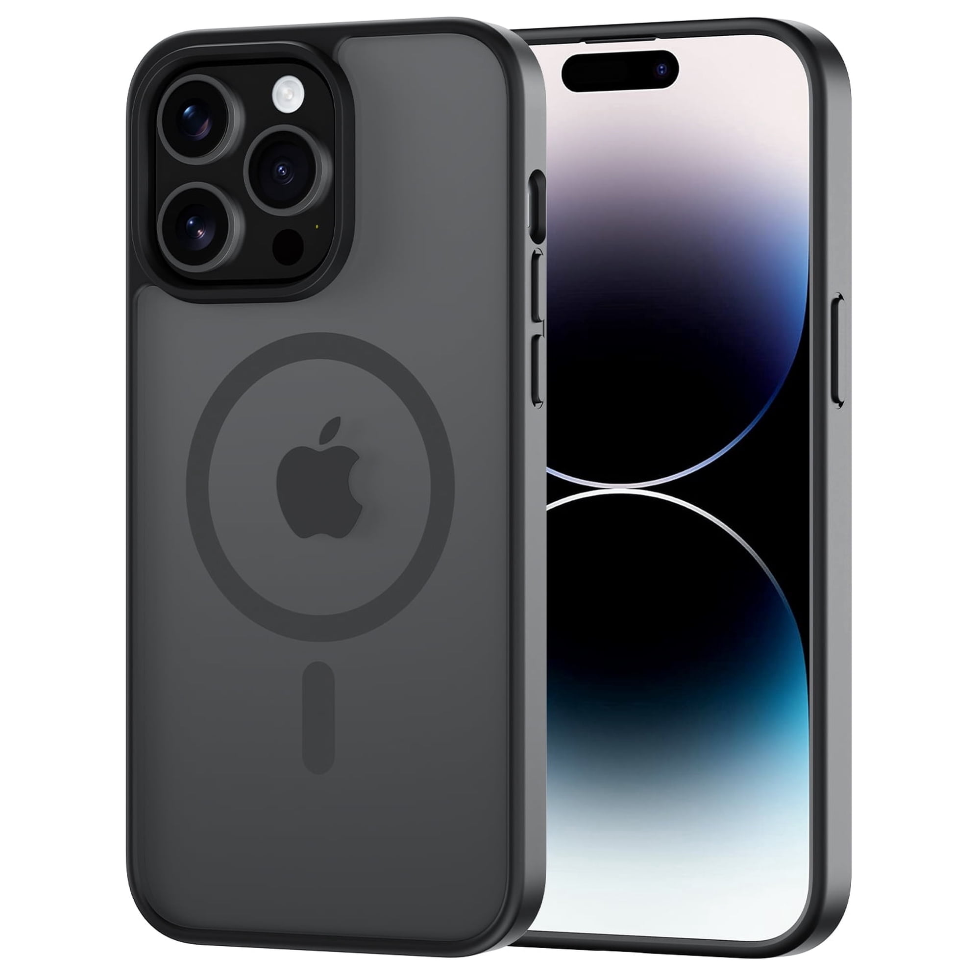 for iPhone 14 Pro Max Case Compatible with MagSafe, Translucent Matte Shockproof Phone Case Cover - Black