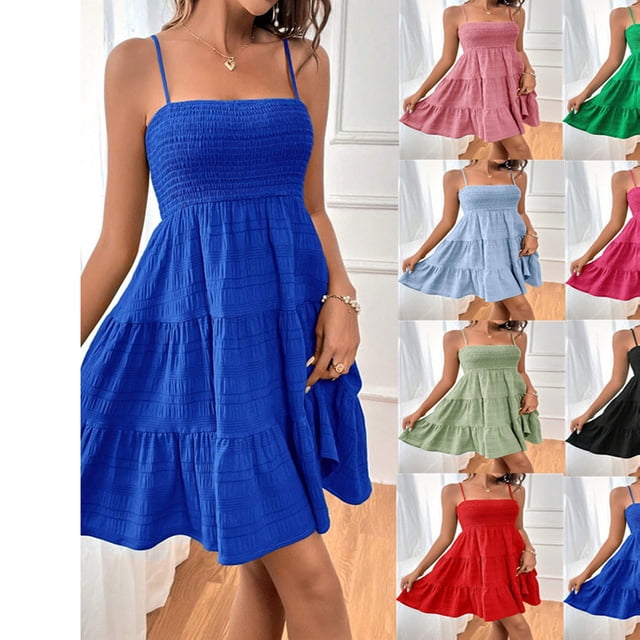 LYMAYTER Robe Nuisette Femme Bretelles Spaghetti Réglables Jupe Mini Confort Ample Robes pour Femmes