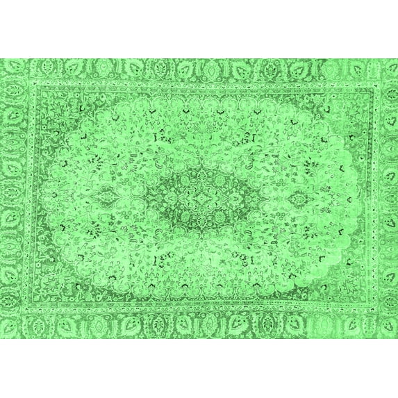 Ahgly Company Indoor Rectangle Abstract Emerald Green Modern Area Rugs, 8' x 12'