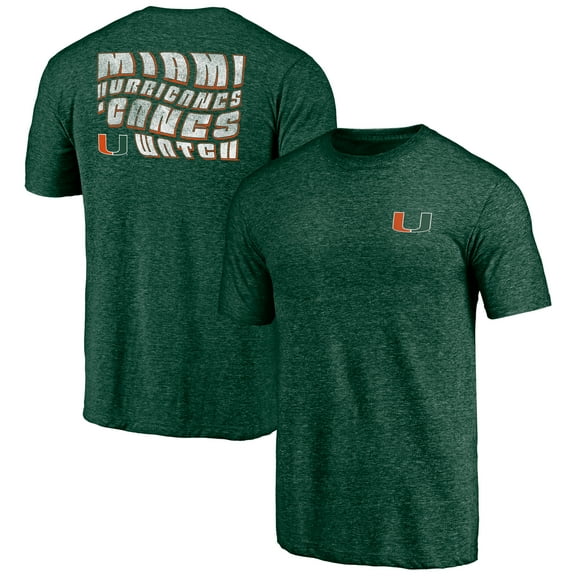 Men's Green Miami Hurricanes Wavy Logo Tri-Blend T-Shirt