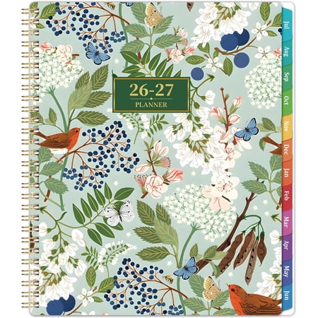 Planner 2026-2027 - Academic Planner 26-27 July 2026 - June 2027 9 x 11 2026-2027 Planner Weekly and Monthly with Monthly Colorful Tabs + Storage Pocket + Spiral Bound - Floral