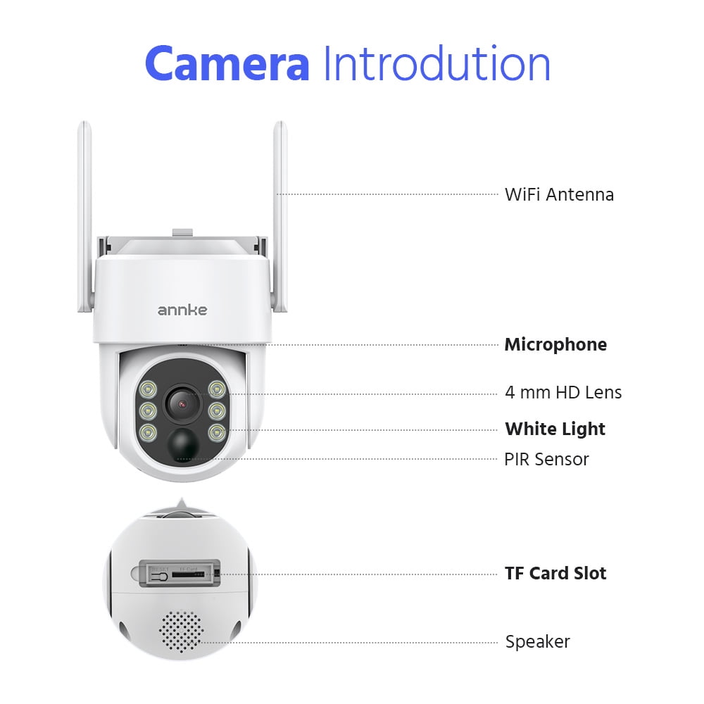 ANNKE PTZ 4MP Wire-Free Outdoor Camera System, 7-Inch Monitor, 2 Cameras, Pan-Tilt, Two-Way Audio, Night Vision