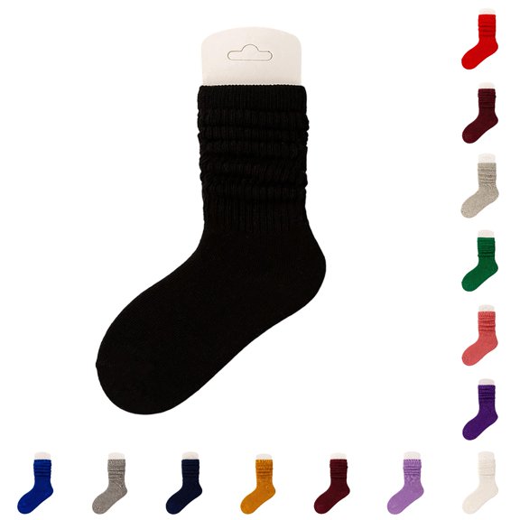 Rhuody Boys Girls Socks Kids For Autumn Soft Comfortable Mid Crew Length Stackable Everyday For Toddlers And Ideal For School Play And Casual Wear Slouch Socks Black