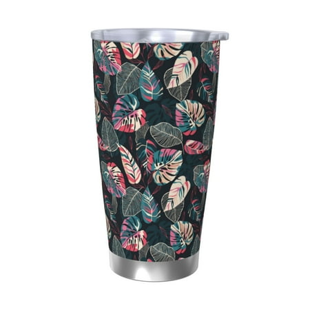 

Tideii Colorful Tropical Leaves for 20OZ Car Cup Stainless Steel Cold and Hot Cup with Lid Suitable for Outdoor and Home Unisex-Without Straw