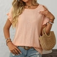 thumbnail image 2 of Women’s Tops Puff Short Sleeve Pleated Shirts Dressy Casual Business Summer Tunic Blouse Orange L, 2 of 5
