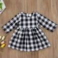 thumbnail image 4 of Douhoow Baby Girls Plaid Dress Infant Casual Long Sleeve Round Neck Flexible Waist Short Dress, 4 of 8