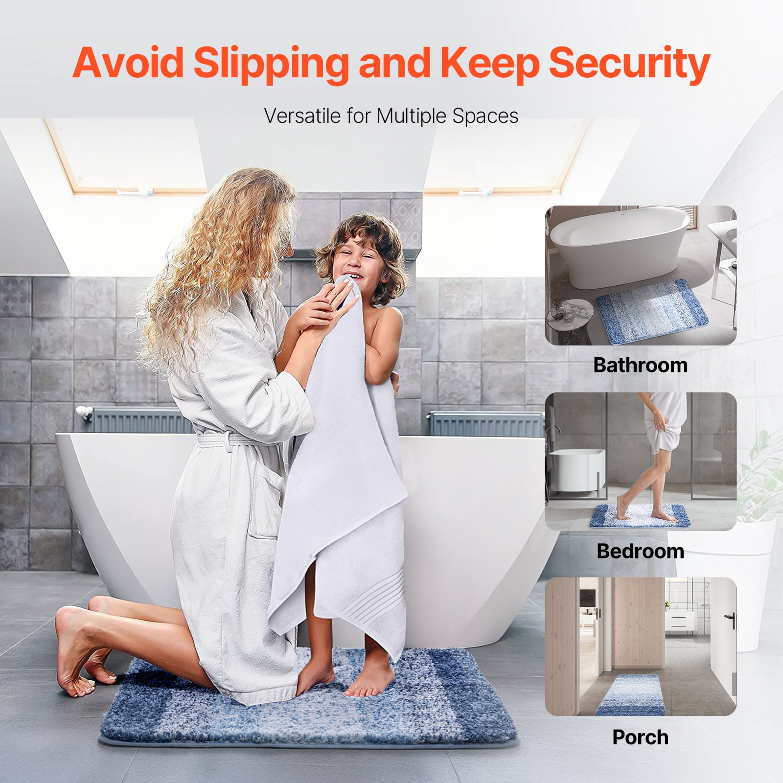VEVOR Bathroom Rugs 30"x20" Bath Mat, Super Absorbent and Soft Microfiber Bathroom Mat with Non-Slip TPE Backing, Machine Washable and Quick Dry Bath Rugs, Bath Mats for Bathroom