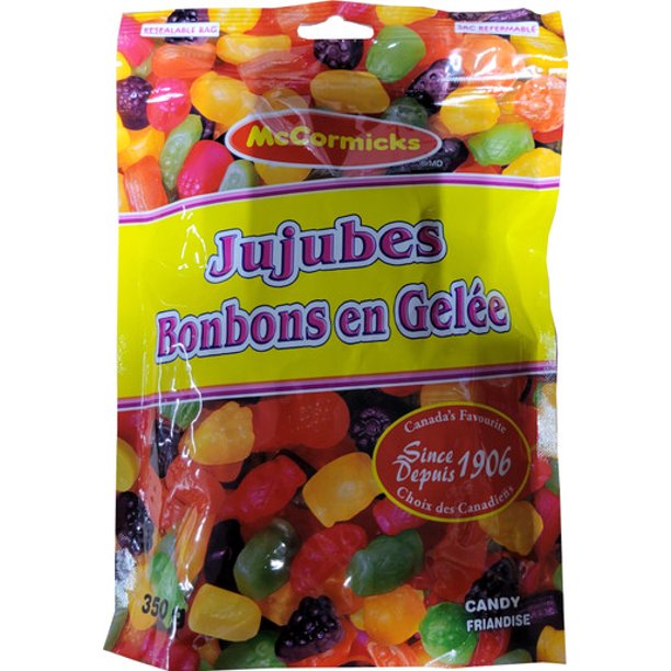 McCormick's Jujubes Peg Bag, 350g/12.3 oz., Gummy Candy, {Imported from Canada}