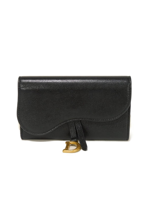Pre-Owned Christian Dior Dior Saddle Goat Leather Tri-fold Flap Wallet D Black S5680CCEH Men's...