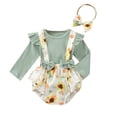 thumbnail image 2 of DPTALR Tenues pour Bébé Fille Fleurs Nœud Été Combinaison Trois Pièces, 2 of 9