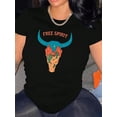 thumbnail image 1 of Camisetas con estampado para mujer, camisetas de manga corta de verano 2025, blusas casuales con cuello redondo para adolescentesWomen's Casual Desert Bull Head Graphic Tee - Comfy Crew Neck Short, 1 of 6