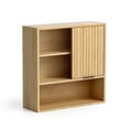 thumbnail image 6 of Joyyskill Fluted Bathroom Wall Cabinet, Wooden Medicine Cabinet with Sliding Door Adjustable Shelf, Modern Bathroom Wall Mounted Cabinet, Natural Oak, 6 of 6