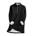 thumbnail image 2 of Guieoi Women Fall and Winter Fleece Jackets Loose Stand Up Collar Half Zipper Thickened Lamb Wool Warm Top with Pocket Jacket Black Black*Friday/Cyber*Monday Clearance, 2 of 9