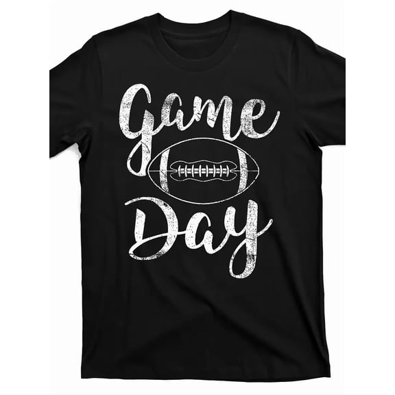 Men'S Vintage Game Day Football T-Shirt - Black with White Game Day Text - Soft Breathable Tee for American Football Fans, Game Day Outfits & Sports Events - from Local