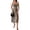 Leopard, variant on Women's Smocked Leopard Midi Cami Dress with Tied Neckline and Smocking Details soft drape 89% viscose 11% polyamide