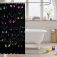 thumbnail image 3 of Manfei Cartoon Kitten Shower Curtain 72Wx84L, Watercolor Animal Bathroom Shower Curtain, Black Neon, 3 of 5