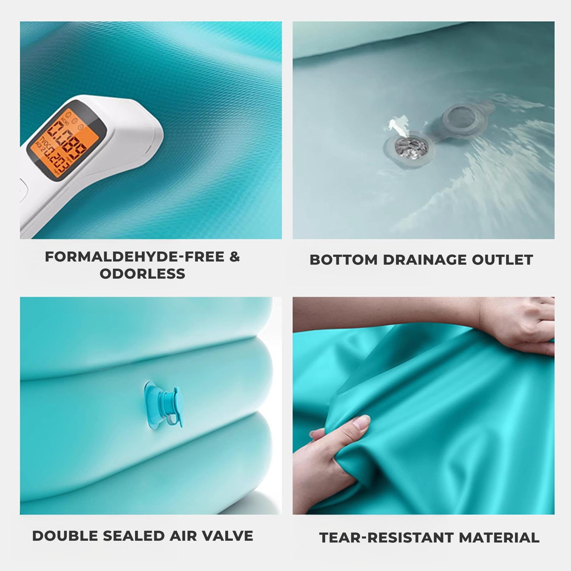 Inflatable Swimming Pool, Portable, Foldable & Spacious Soaking Tub for Adults & Kids 120''*71''*23'',3 Layers with Air Pump, Orange - Blue