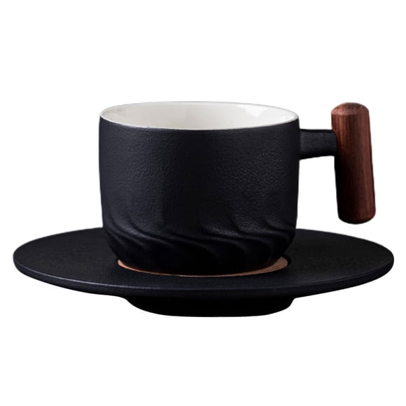 CATIEBYE 1 Set of Black Ceramic Coffee Mugs For Drinking Juice Japanese Style Coffee Time Back to School