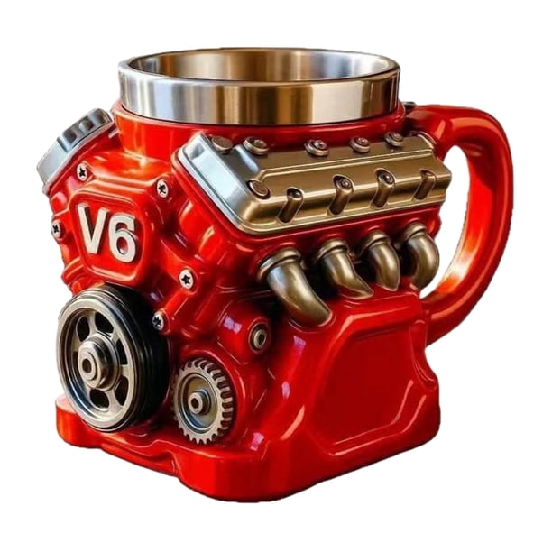 Taza de café con motor de resina, taza de café mecánica, taza de bebida Steampunk 3D coleccionable para entusiastas de los automóviles.