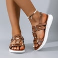 thumbnail image 2 of Slingback Sandals for Women Thick Soft Sole Cushion Slides Trendy Splice Open Toe Summer Beach Shoes Brown Size 8.5, 2 of 7