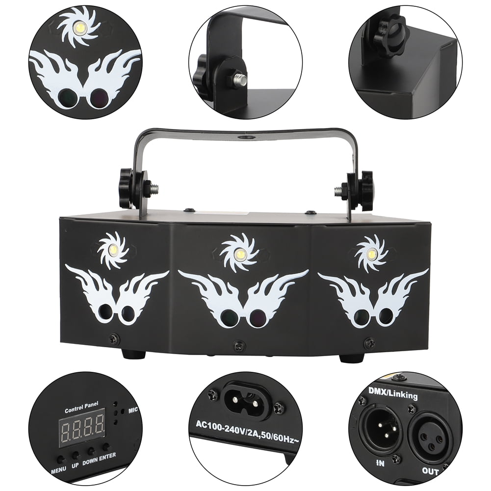 RGB Stage Laser Light 9 Lens DJ Disco Light, Sound Activated with Remote Control