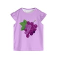 thumbnail image 4 of Povozer Toddler Baby Girl Summer Clothes Cotton Ruffled Sleeve Shirt Tops and Shorts Set Outfits,Size 2-3 Years,Purple, 4 of 5
